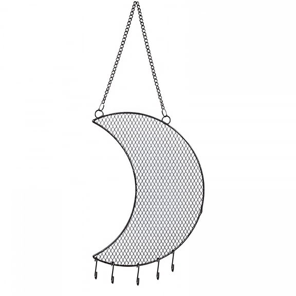 LAMIRO 1Pc Earring Wall Holder Hanging Jewelry Storage Organizer, Metal Grid Star and Moon Shape Jewelry Rack, Gift for Ladies and Girls