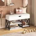 thumbnail image 5 of Mvvte Shoe Storage Bench with 3-Tier Shoe Rack & Cushioned Seat, Adjustable Shelf Entryway Bench, Shoe Rack for Entrance, Hallway & Living Room, White, 5 of 8