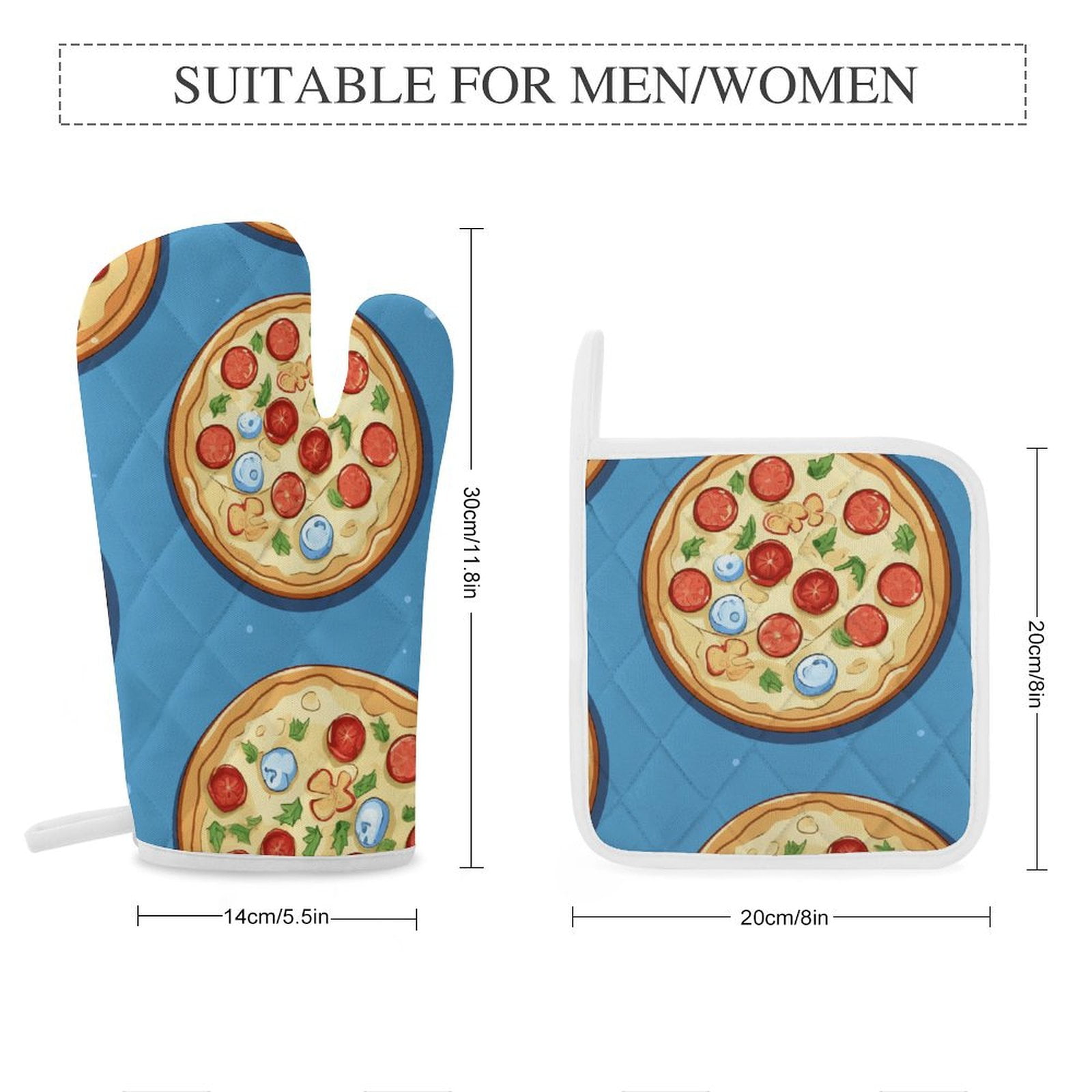 Fun Pizza Insulated Gloves And Pot Mats (four Piece Set)