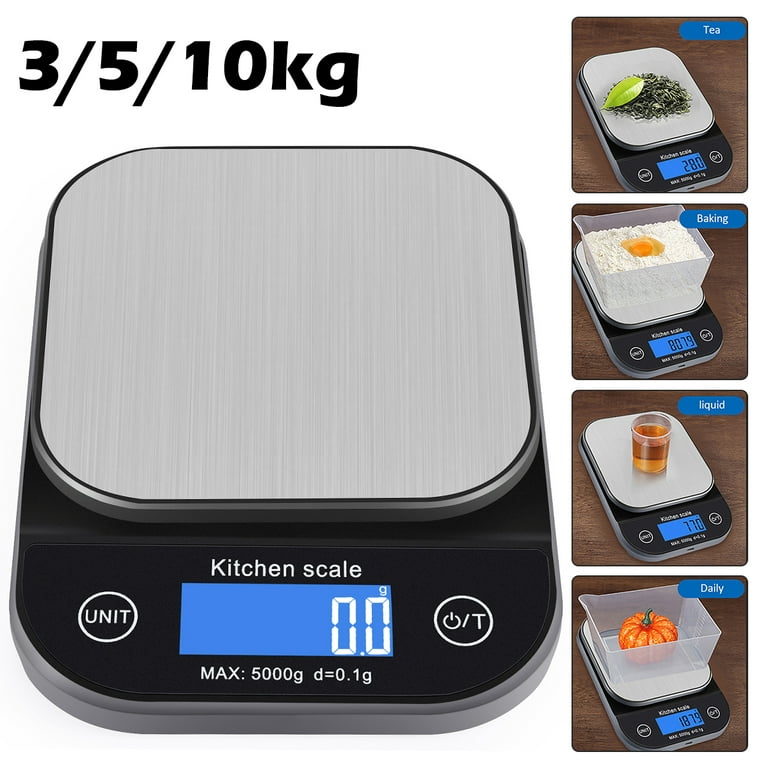 Mini Kitchen Scale Waterproof Stainless Steel Food Scale High Accuracy  Cooking Scale Battery Powered Kitchen Food Scale with LED Display for  Kitchen Cooking Baking 10kg/1g 