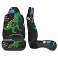 thumbnail image 3 of Gaeub Space Dino Cartoon Black 2Pack Full Set Car Seat Covers with Soft Padding Universal Auto Front Seats Protector and Cushion Mat, 3 of 7