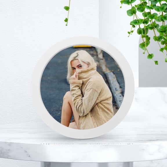 ULTNICE 1Set Circle Picture Frame for Desk 9.24X9.24in White Wood