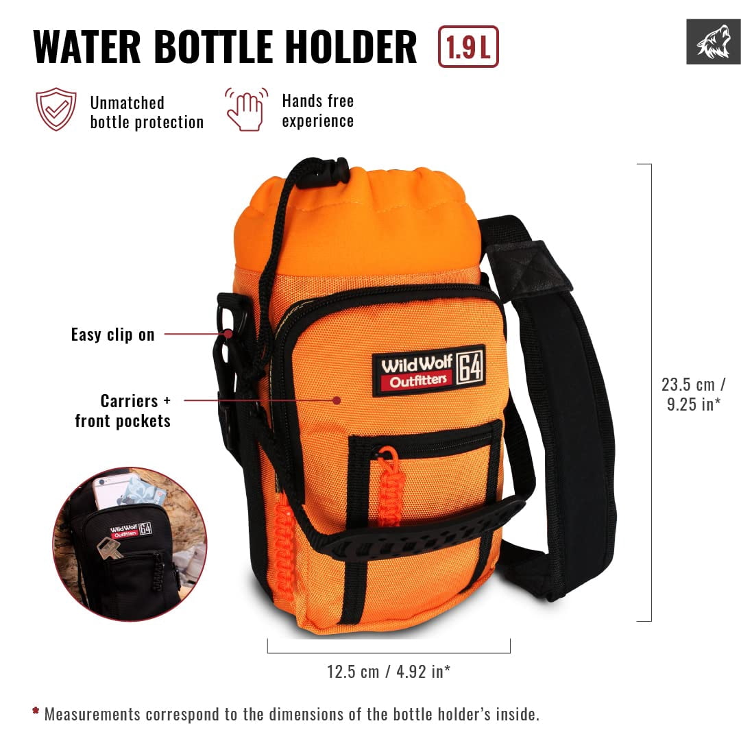 Étui Porte-bouteille Wild Wolf Outfitters 64 Oz (1.9 L) - Qualité Militaire, Couleur Verte, Clip Ceinture