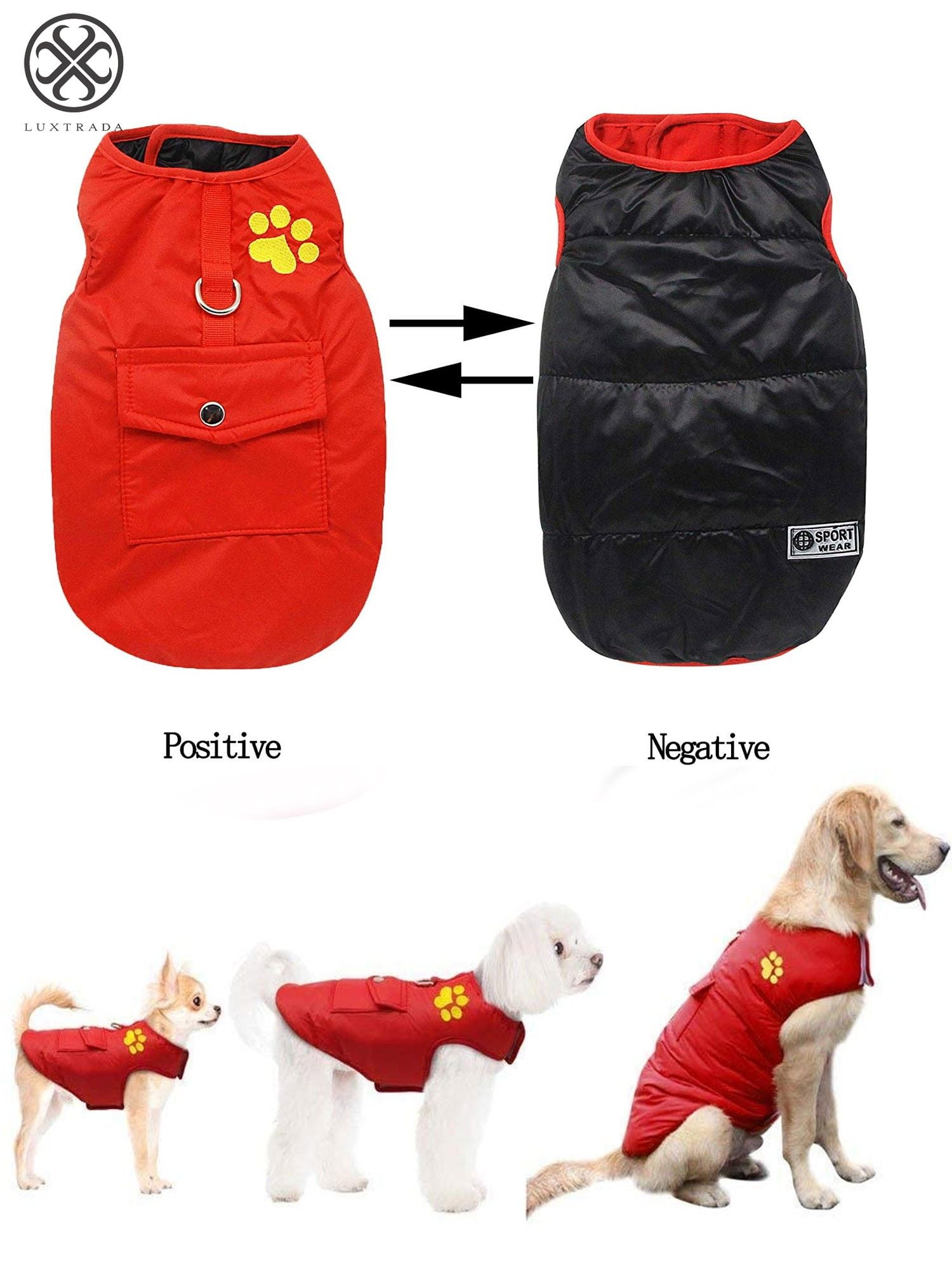 Luxtrada Dog Jackets for Winter Windproof Waterproof Cozy Dog Coat for