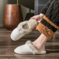 thumbnail image 2 of Zapatillas de algodón cálidas para el hogar de color sólido con forro polar grueso para pareja de otoño e invierno, zapatillas de piel de gran tamaño, 2 of 2