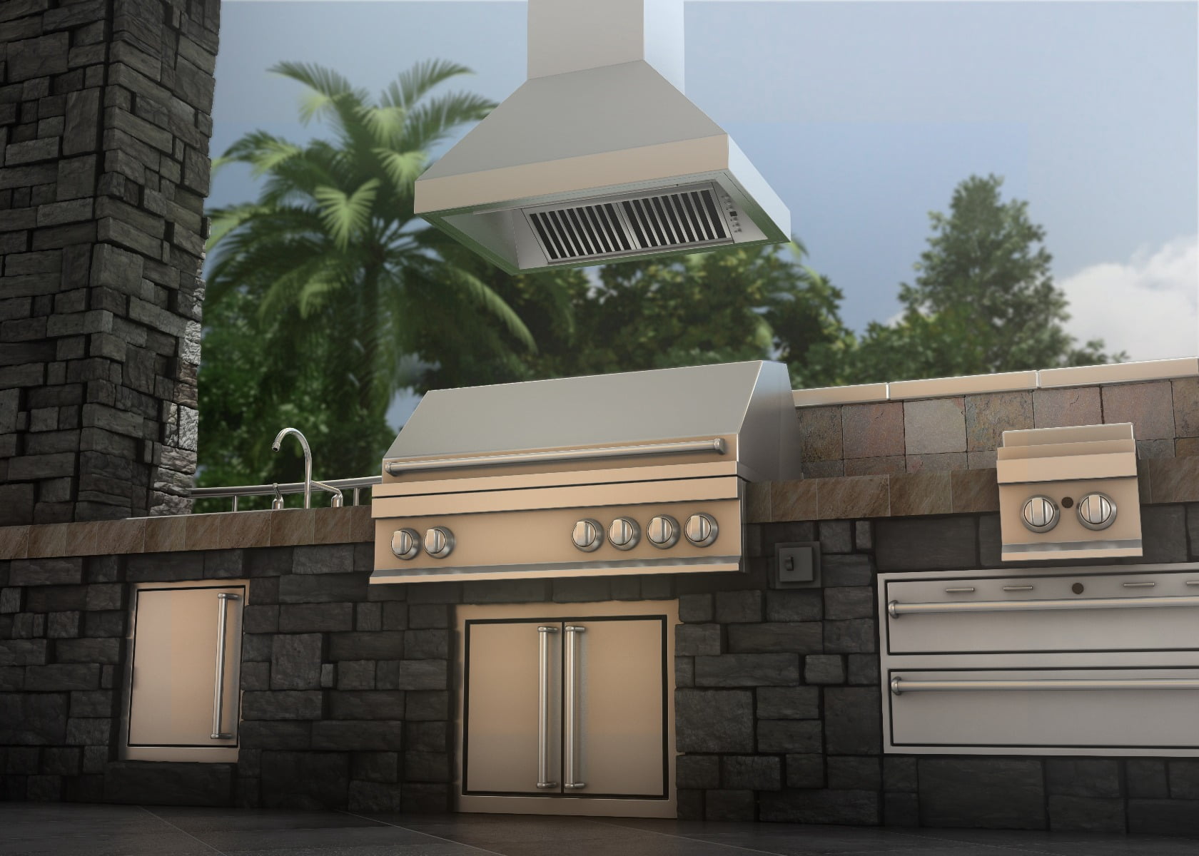 ZLINE 36 in. Outdoor Island Mount Range Hood in Stainless Steel (597i-304-36)