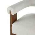thumbnail image 5 of DecMode Polyester Curved Back Mid Century Modern Round Boucle Lounge Chair with Brown Wood Frame, Cream, 5 of 10