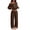 Brown, variant on Lounge Sets for Women Off Shoulder Pajamas Long Sleeve Loungewear