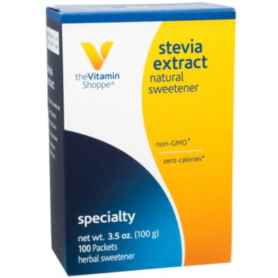 The Vitamin Shoppe Stevia Extract, Natural Sweetener, Non GMO, Zero Calories, Non Bitter Aftertaste, Herbal Sweetener (100
