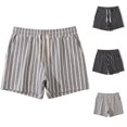 thumbnail image 3 of Stripe Shorts for Men Drawstring Elastic Waist Summer Casual Lounge Short Pants with Pocket Gray,XL, 3 of 3