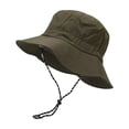 thumbnail image 2 of Xunmmm Unisex Bucket Hat With Adjustable Chinstrap Waterproof Packable Sun Hat Wide Brim UV Protection Fisherman Hat For Fishing Hiking Travel Army Green,A, 2 of 3