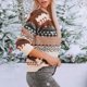 thumbnail image 3 of Mujeres suéter de manga larga color bloque patchwork crewneck Loose pullover punto superior para las mujeres invierno otoño, 3 of 7