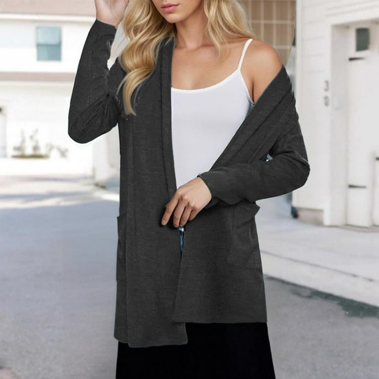 CheerKidz Women's Casual Basic Long Sleeve Open Front Sweater