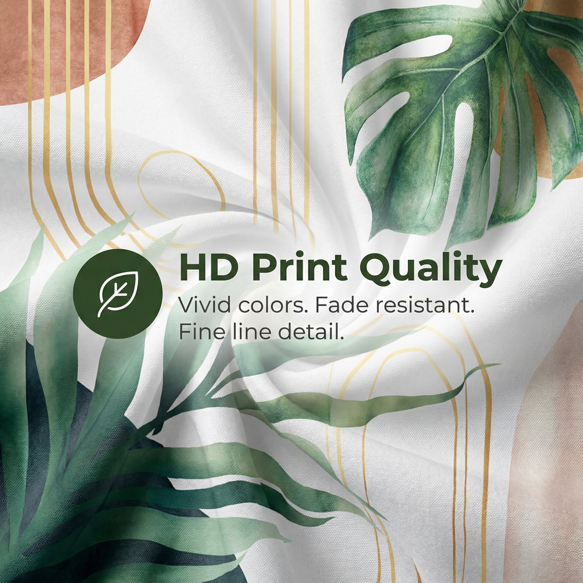 Unique Bargains Leaf Print Shower Curtain Bohemian Waterproof Set Green Gold 71"W x 71"L