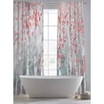 thumbnail image 6 of Pink Teal Forest Semi Sheer Window Curtains 84 Inches Long, Modern Oil Painting Art Rod Pocket Voile Silky Chiffon Curtain Light Filtering Drapes for Living Room, Kitchen, Bedroom, 52"x84", 2 Panels, 6 of 9