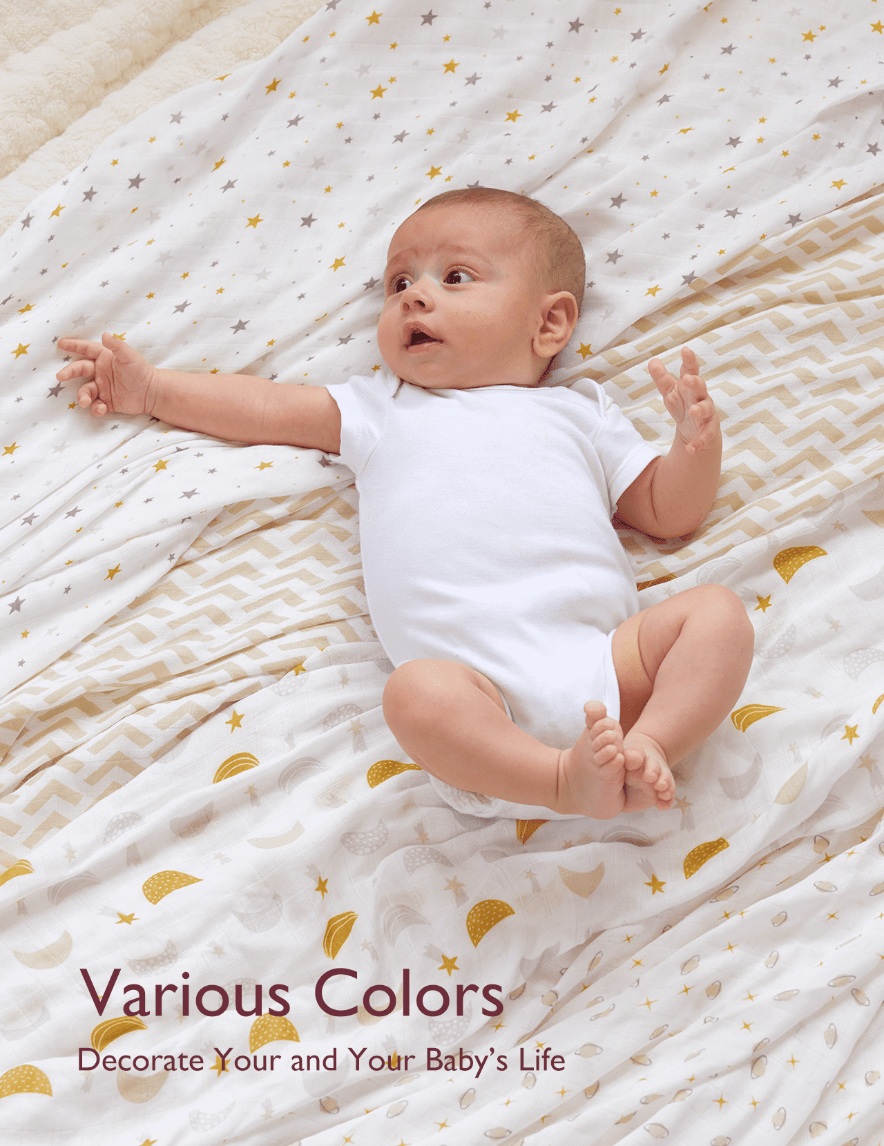 Momcozy Muslin Swaddle Blankets, 4 Pack, Breathable 2-Layer Gauze Large 47'' x 47'' Baby Swaddling Receiving Blanket Wraps for Newborn Boys Girls