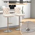 thumbnail image 6 of Westice Velvet Swivel Bar Stools Set of 4 with Tufted Back & Steel Base, Beige, 6 of 9