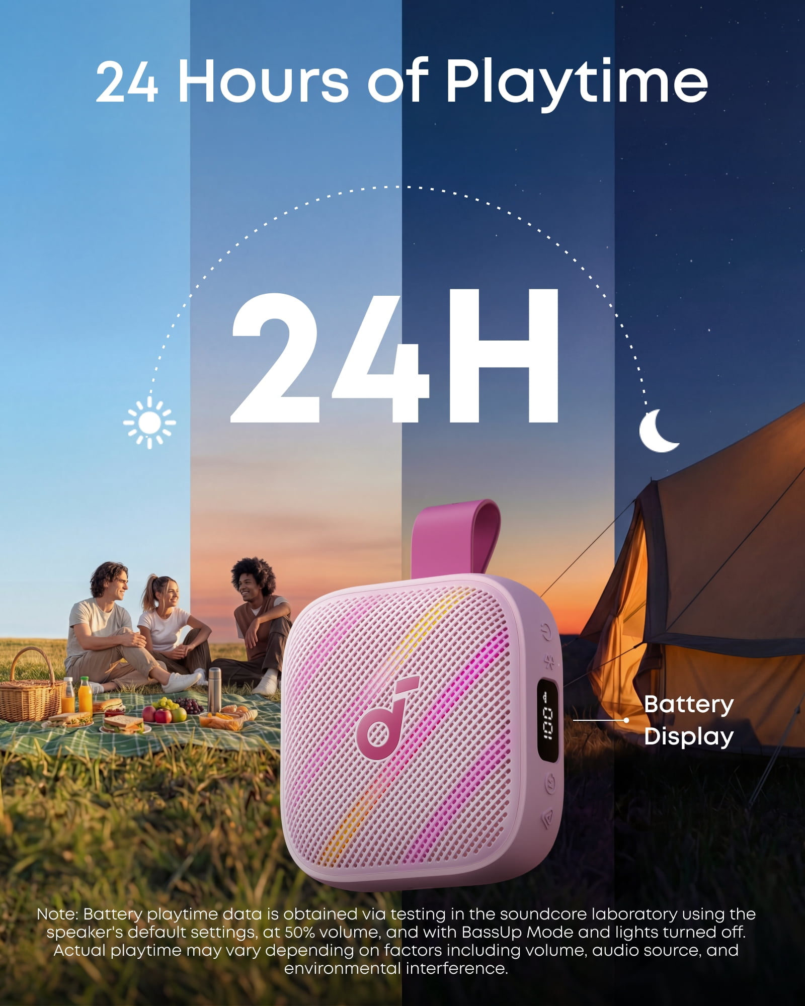 Soundcore Boom Go 3i by Anker Portable Speaker, 15W Punchy Sound, 24H Playtime, Bluetooth 6.0, BassUp 2.0, IP68, Emergency Charging for Hiking/Cycling/Camping