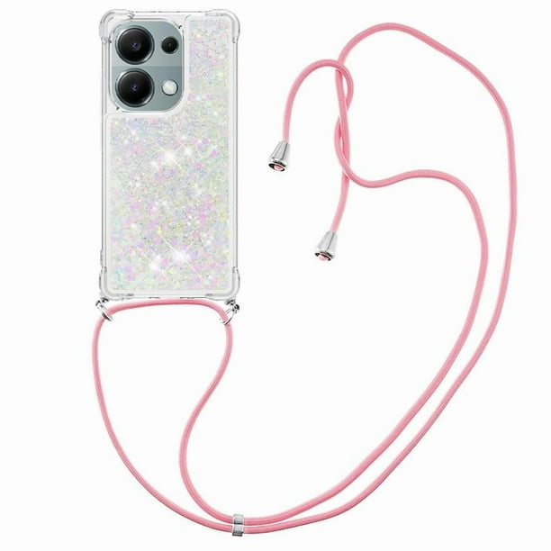 Funda FOXDOCK para Xiaomi Redmi Note 13 Pro 4G con Cuerda Ajustable, Brillo Líquido, Protección Antigolpes y Lente – Ideal para Regalo