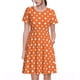 thumbnail image 1 of Fotbe Orange And White Polka Dot Vestido Largo de Moda para Mujer, Vestido Tipo Camiseta con Manga Corta y Estilo Casual a Rayas y Bloques de Color, 1 of 6