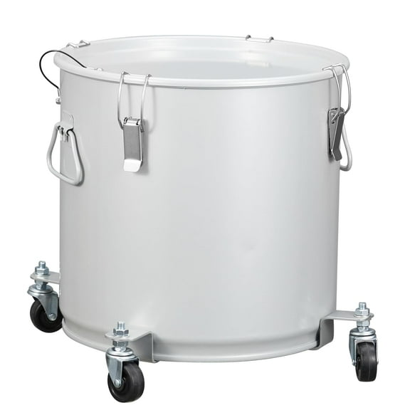 Kselythan 8 Gal/30 L Fryer Grease Bucket, Grease Disposal Bucket with Removable Strainer, Fryer Oil Transport Bucket with Snug Lid and Wheel, White