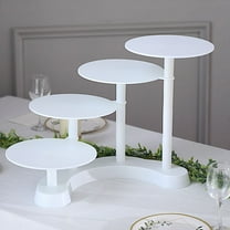 BalsaCircle 17" White 4 Tier Plastic Cake Stand Pillar Design Dessert Cupcake Holder Party
