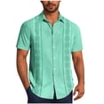 thumbnail image 2 of Kakii Mens Cuban Guayabera Shirt Vintage Short Sleeve Button Down Hawaiian Bowling Shirts Summer Beach Vacation Shirts, 2 of 6
