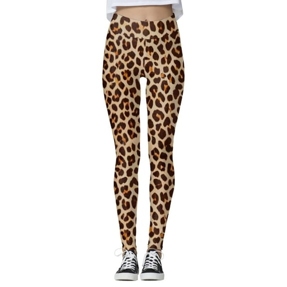 LxrBlank Womens Leggings High Waisted Leopard Print Tummy Control Stretchy Slim Fit Base Layer Pants Fashion Casual Soft Comfortable Solid Color Womens Pants A Khaki L