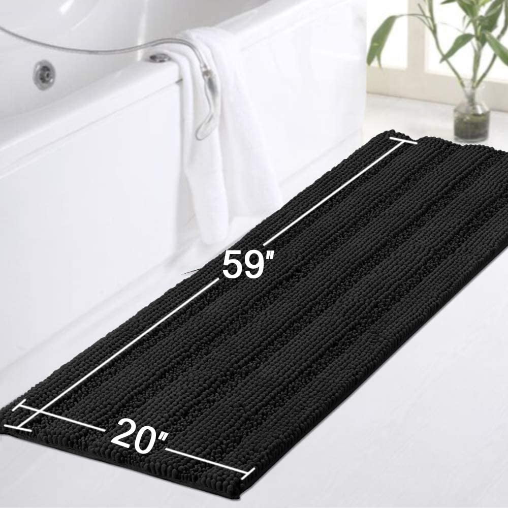 Bathroom Runner Rug Extra Long Chenille Area Rug Non-Slip Blue Bathroom Rug  Shag Shower Mat Kitchen Rugs (59 x 20 inches, Duck Eggshell Blue) 