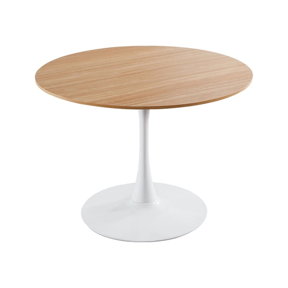 Ilios Innova | Mesa Redonda Café 80 cm Diseño Tulip Pedestal Central MDF Base Metálica Blanca Comedor Moderno Minimalista Sin Patas