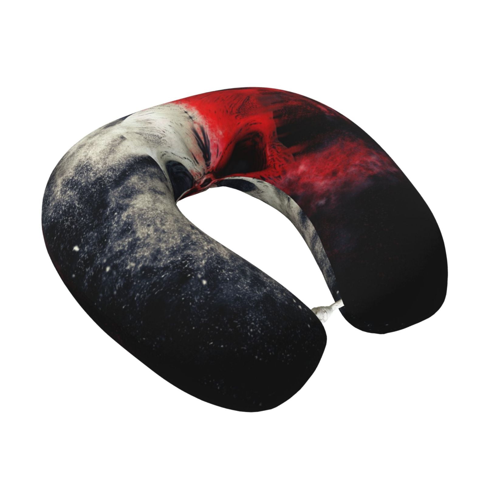 Xecao Red And White Screaming Demon Skull Print Memory Foam Cervical Neck Pillow Versatile U-Shaped Pillows for Home,Office,Camping,Travelling,Soft Washable Cover