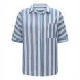 thumbnail image 4 of XMHJSMD Women Striped Button Down Shirts Cotton Linen Blouse Tops Short Sleeve Collar Guaze Shirt Trendy Vacation Work Clothes(Light Blue,Xl), 4 of 8