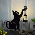 thumbnail image 3 of Sylvtty Solar Cat Lantern Cute Cat Silhouette with LED Warm Light Waterproof Anti-Rust Outdoor Decor Lamp with Ground Stake for Garden Yard Lawn, 3 of 7