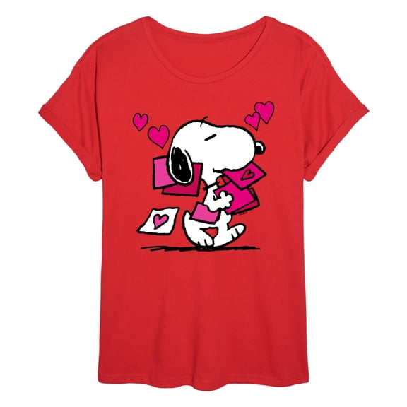 Peanuts - Snoopy Valentines Cards - Juniors Oversized Graphic T-Shirt