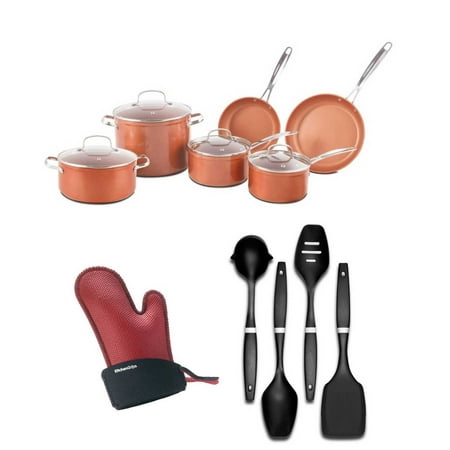 Nuwave Ceramic Nonstick 10 Pc Cookware Set Chef S Grip And 4 Pc