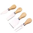 thumbnail image 1 of 4pcs Stainless Steel Cheese Slicers Cheese Slicers Set Cutter Shovels Handle Cheese Fork Set Wood Handle Baking Butter Cutter Sandwich Spreader Kit, 1 of 8