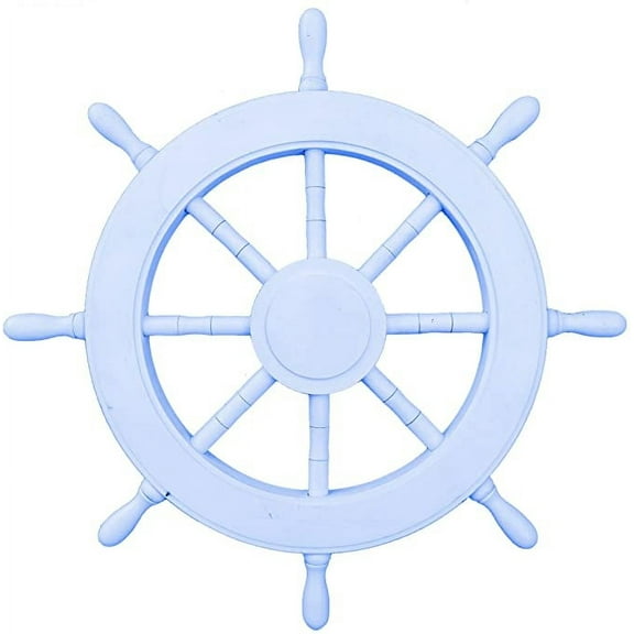 "Nautical Wood Ship Wheel Hand Craft Art - Pirate Home Decor - Nursery Wall   Hangings - Nagina International (36 Inches, Moonlight Blue)"