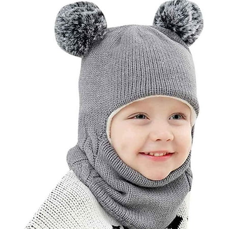 Casquette et écharpe pour enfants, Garçons Filles Hiver Chapeau à bonnet  chaud en tricot