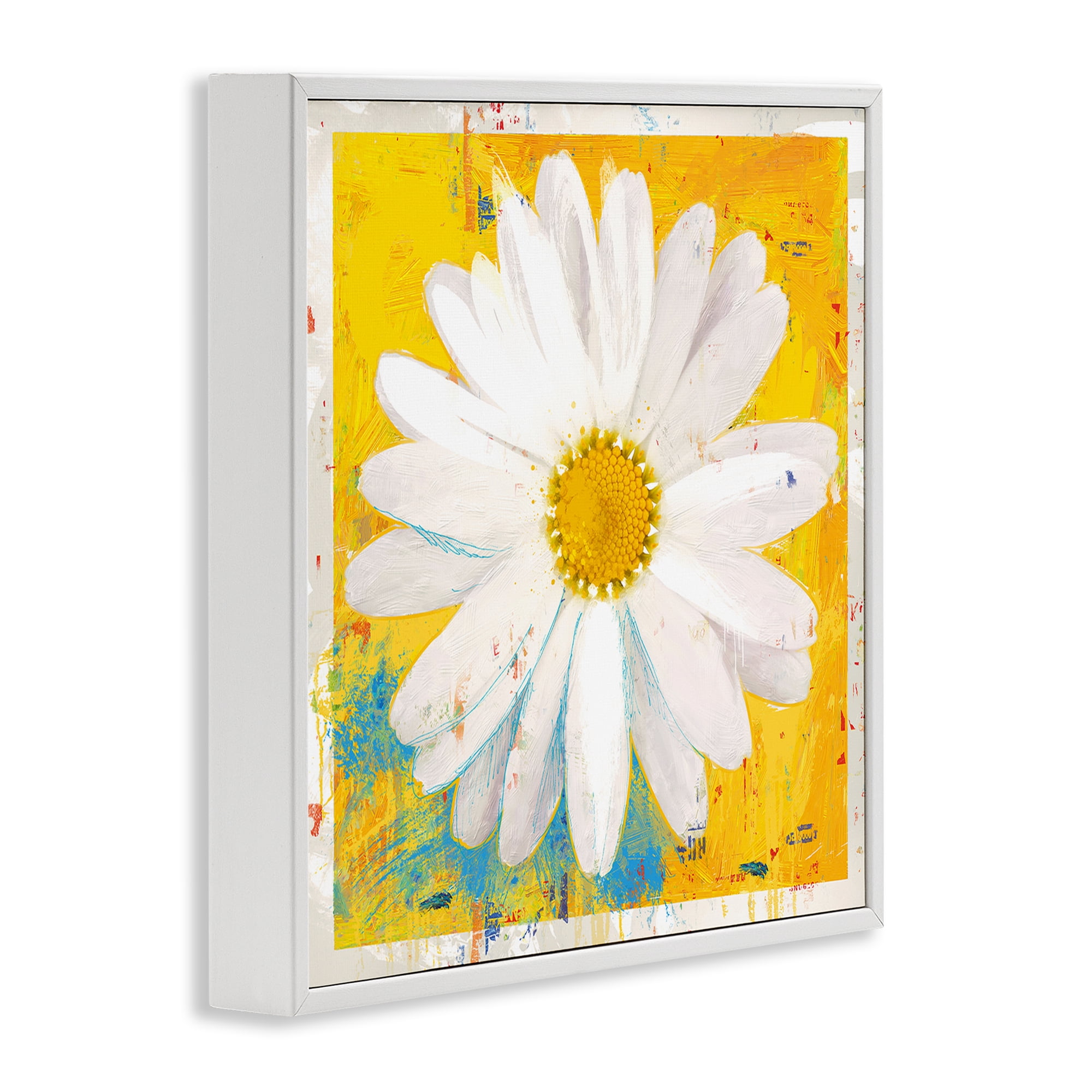 Stupell Industries Violet's Daisy on Yellow White Framed Giclee Art, design by Porter Hastings