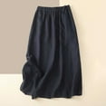 thumbnail image 2 of Mrat Pleated Skirts Women‘s Casual Loose High Waisted Mid Length Pleated Button Pocket Skirt Pleated Skirts S-185 Blue L, 2 of 7