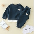 thumbnail image 2 of NIEWTR Toddler Baby Boys Clothes Fall Outfits Long Sleeve Sweatshirt Tops Pants Set for Boys 6 9 12 18 24 Months 2T 3T 4T Fall Winter Outfits Children's Gift,12-18 Months,Dark Blue, 2 of 3