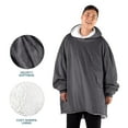 thumbnail image 2 of Bare Home Plush Sherpa Wearable Blanket - Fluffy & Soft - Lightweight - Adult, Forged Iron Gray, 2 of 7
