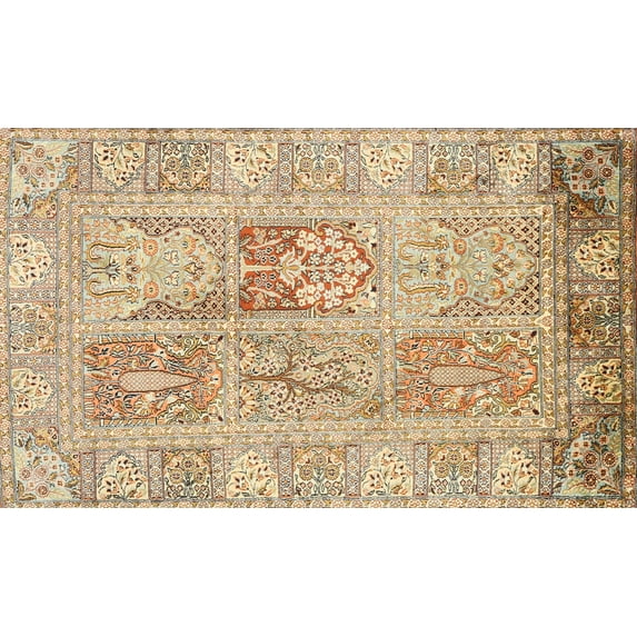 Ahgly Company Indoor Rectangle Traditional Brown Gold Persian Area Rugs, 9' x 12'