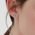 thumbnail image 5 of Diamond Stud Earrings for Women Trendy 925 Sterling Silver Cubic Zirconia Hypoallergenic Wedding Jewelry for Brides, 5 of 5