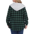 thumbnail image 7 of LoyisViDion Coat Women Hoodie Plaid Flannel Shirt Plus Size Long Sleeve Jacket Sweatshirt Blouse Green 10(XL), 7 of 7