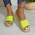thumbnail image 5 of Women's Summer Plus Size Solid Color Open Toe Wedge Heel Slides Thick Sole Casual Platform Sandals Comfortable Outdoor Shoes for Daily & Beach Wear Yellow 9.5(43), 5 of 9