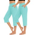 thumbnail image 2 of ShomPort 2 Piece Yoga Pants for Women Baggy Elastic Waist Capris Workout Lounge Gym Capri Pants with Pockets, 2 of 8