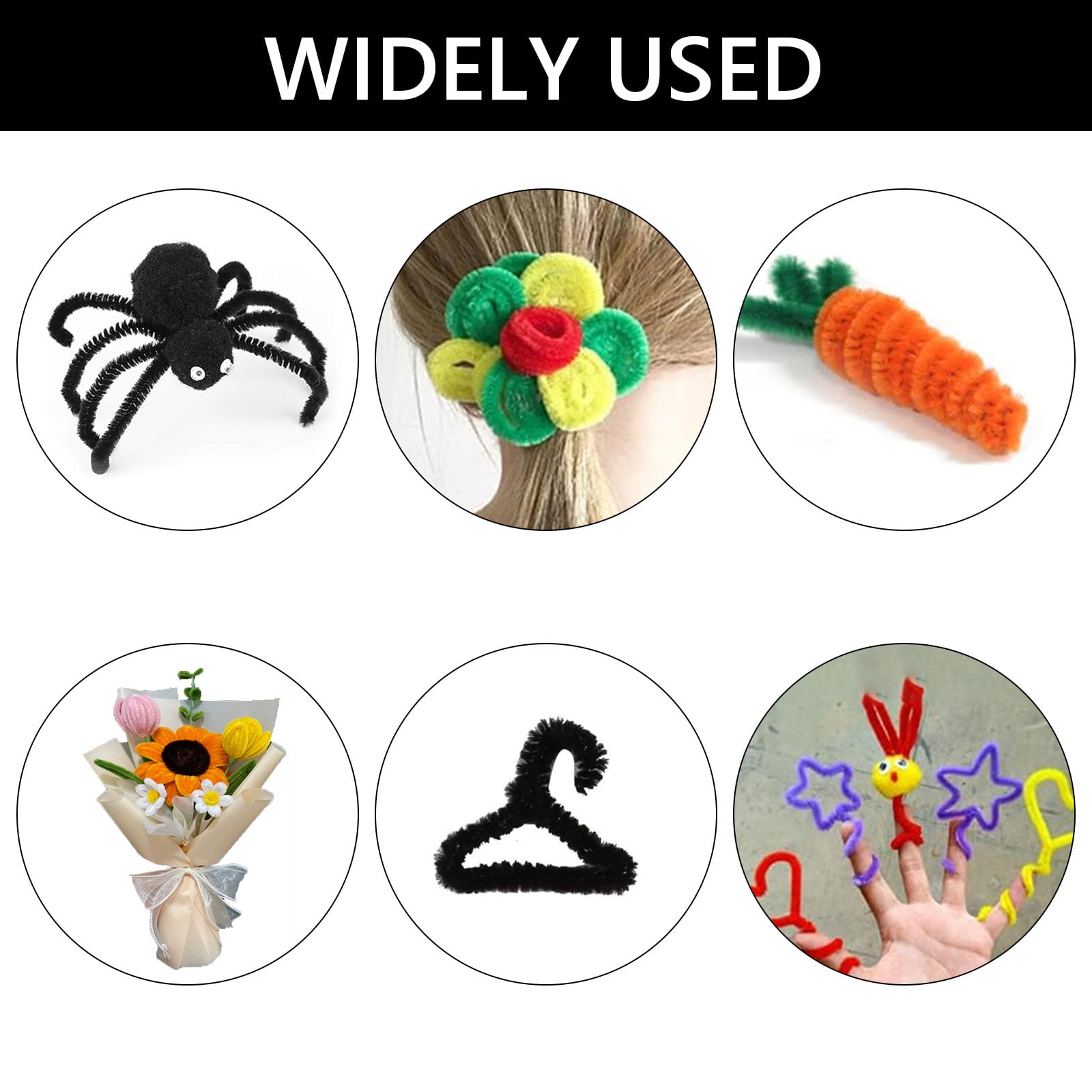Tripumer 300 Pcs Pipe Cleaners Multicolor Chenille Stems Polyester Coated Wire Material for DIY Art Creative Craft Decorations