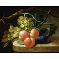 thumbnail image 2 of Follwer of Antoni de Lust 24x20 Gold Ornate Wood Framed with Double Matting Museum Art Print Titled - Grapes on a Vine, Peaches and Plums on a Ledge, 2 of 4