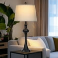 thumbnail image 4 of Cinkeda Single Table Lamp for Bedroom Living Room 28.75" Industrial Black 3 Way Dimmable Touch Control Nightstand Bedside Lamp with USB C+A Ports AC Outlet, 4 of 5